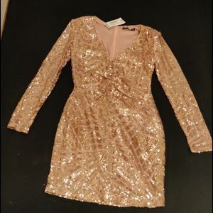 Boohoo Nude Sequin Dress